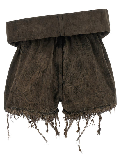 Rick Owens Japanese Women's Denim Cotton Shorts - Gray