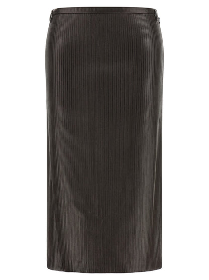 Tom Ford Brown Lamb Leather Midi Skirt