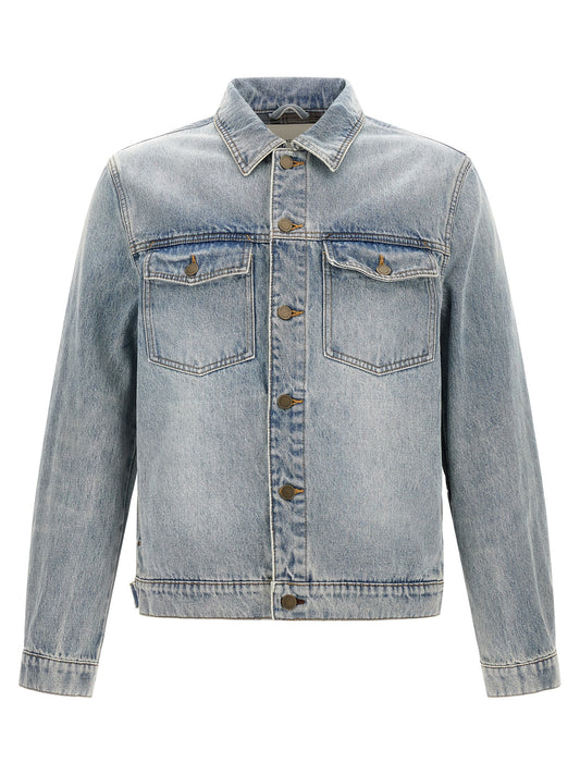 Trucker Jacket by Entire Studios for men in denim cotton brown, light-blue & signature features an contemporary silhouette, showcasing a sophisticated and contemporary pockets for a truly refined look.