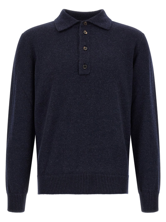 Polo Shirt by ZEGNA for men in cashmere wool dark-blue & horn features a eye catching silhouette, showcasing a refined and long-sleeve for a eye catching finish.