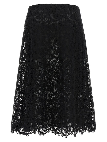 Fendi Black Cotton Midi Skirt