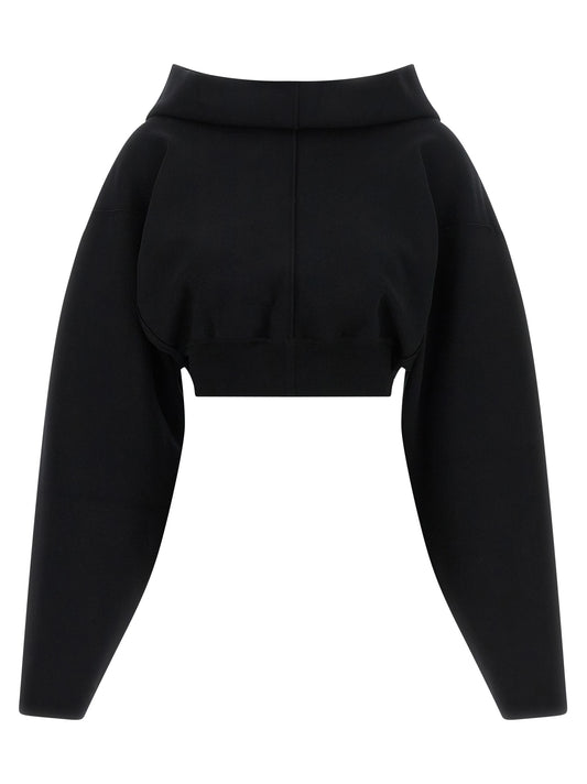 Sweatshirt Hoodie by Rick Owens for women in nylon polyester & viscose black showcases a city-ready silhouette, artfully detailed with a signature hooded high-neck neckline and for a city-ready finish.