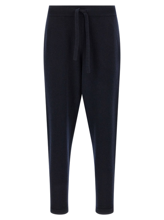Joggers by Roberto Collina for men in merino wool navy features an refined tailoring silhouette, showcasing a premium tapered-leg with a and long cut for a refined tailoring look.