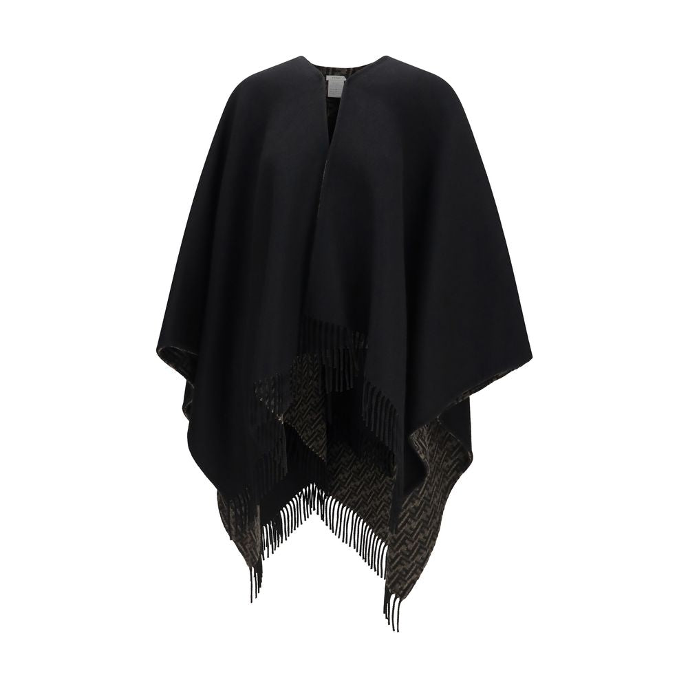 Fendi Cashmere & Merino Wool Fringes Scarf - Black Jacquard Signature