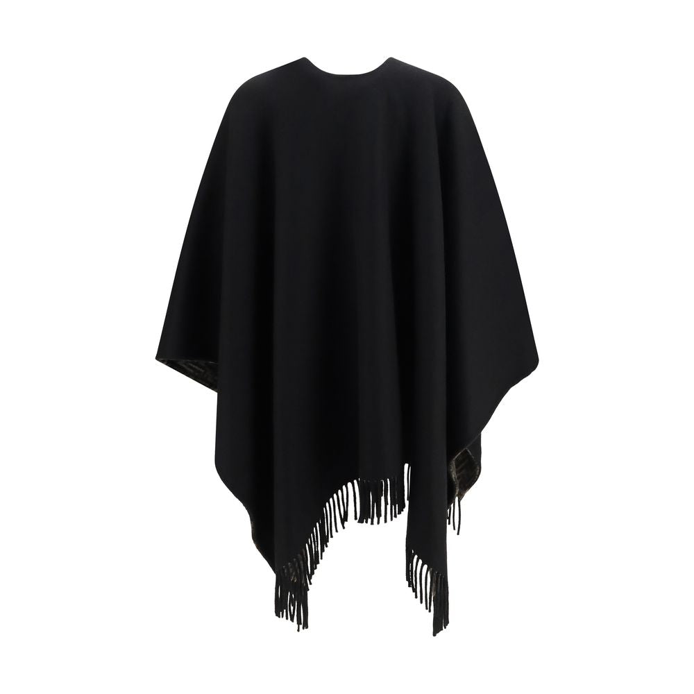Fendi Cashmere & Merino Wool Fringes Scarf - Black Jacquard Signature