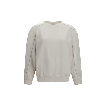 Sweatshirt by Brunello Cucinelli for women in cotton white & signature features an enviable silhouette, showcasing a premium and refined crew neckline for a truly enviable finish.
