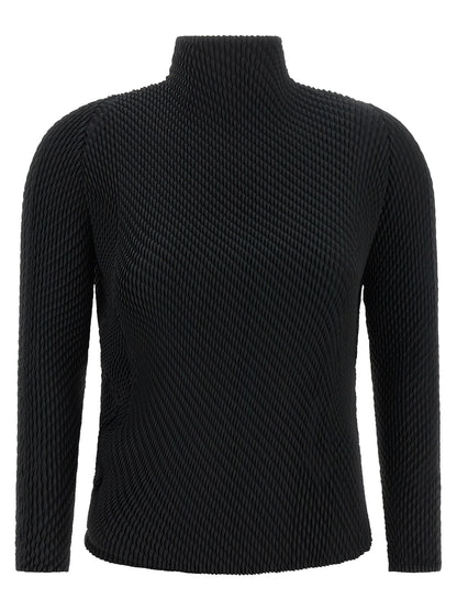 Issey Miyake Women's Long-Sleeve Polyester Chiffon Shirt - Black