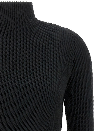 Issey Miyake Women's Long-Sleeve Polyester Chiffon Shirt - Black