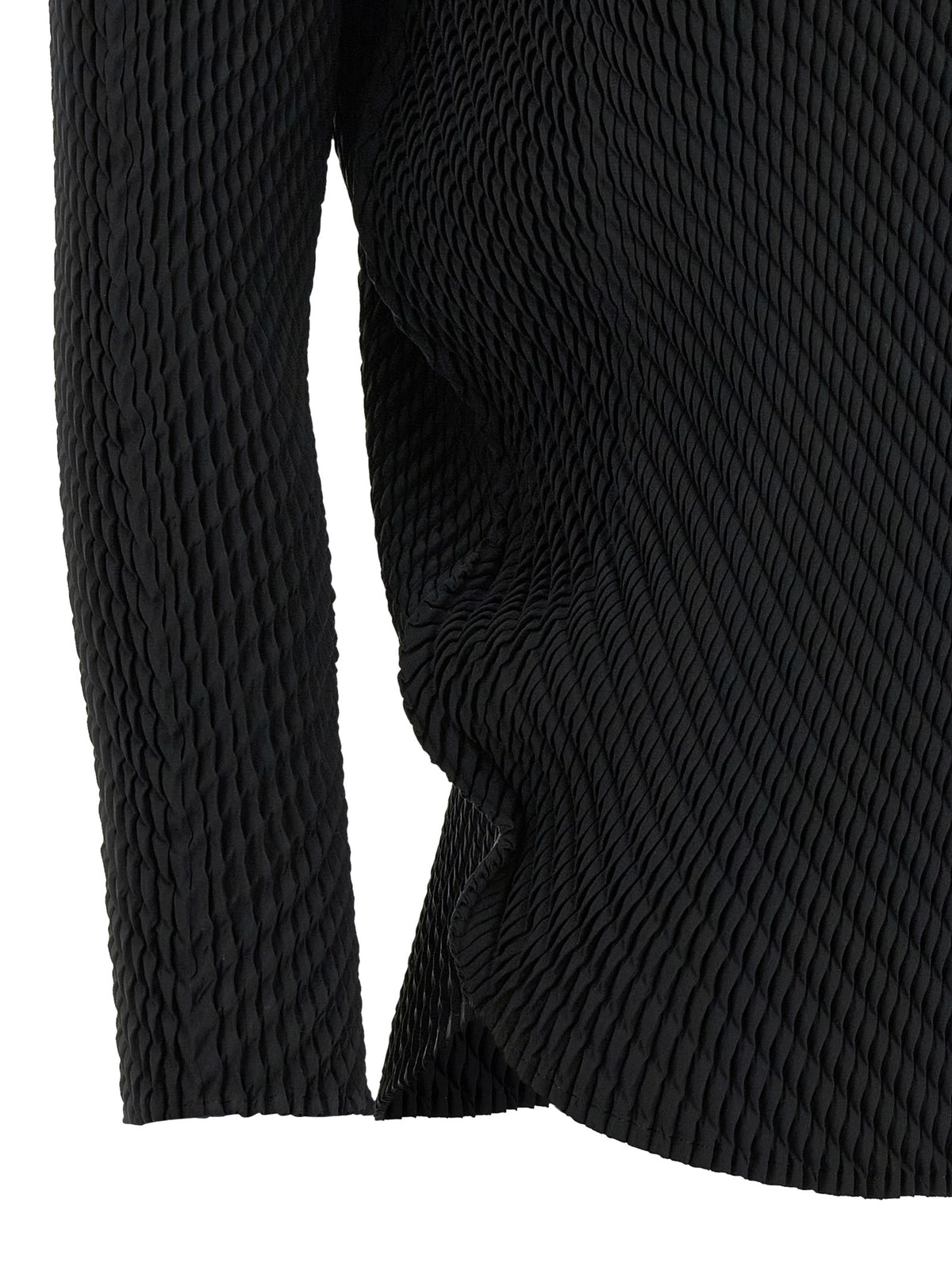 Issey Miyake Women's Long-Sleeve Polyester Chiffon Shirt - Black