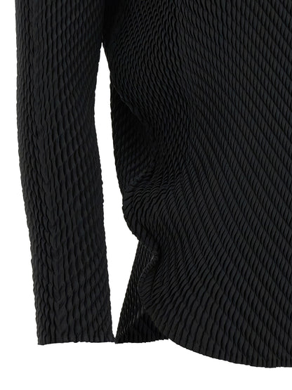 Issey Miyake Women's Long-Sleeve Polyester Chiffon Shirt - Black