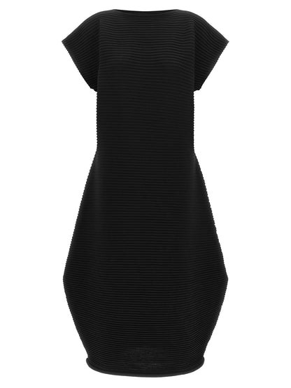 PLEATS PLEASE ISSEY MIYAKE Black Polyester Midi Dress