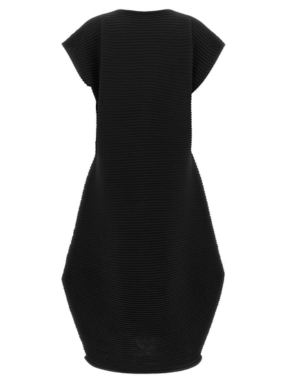 PLEATS PLEASE ISSEY MIYAKE Black Polyester Midi Dress