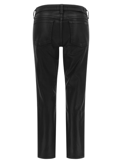 7 For All Mankind Black Cotton Cropped Jeans