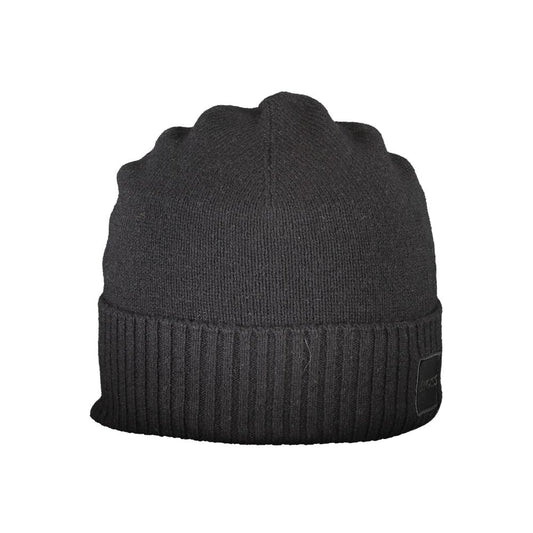 Beanie Hat by Hugo Boss for men in wool cotton & polyamide black & signature features a athleisure-luxe silhouette, artfully capturing the essence of the athleisure-luxe Wool Cotton & Polyamide Beanie Hat design for a sophisticated look.