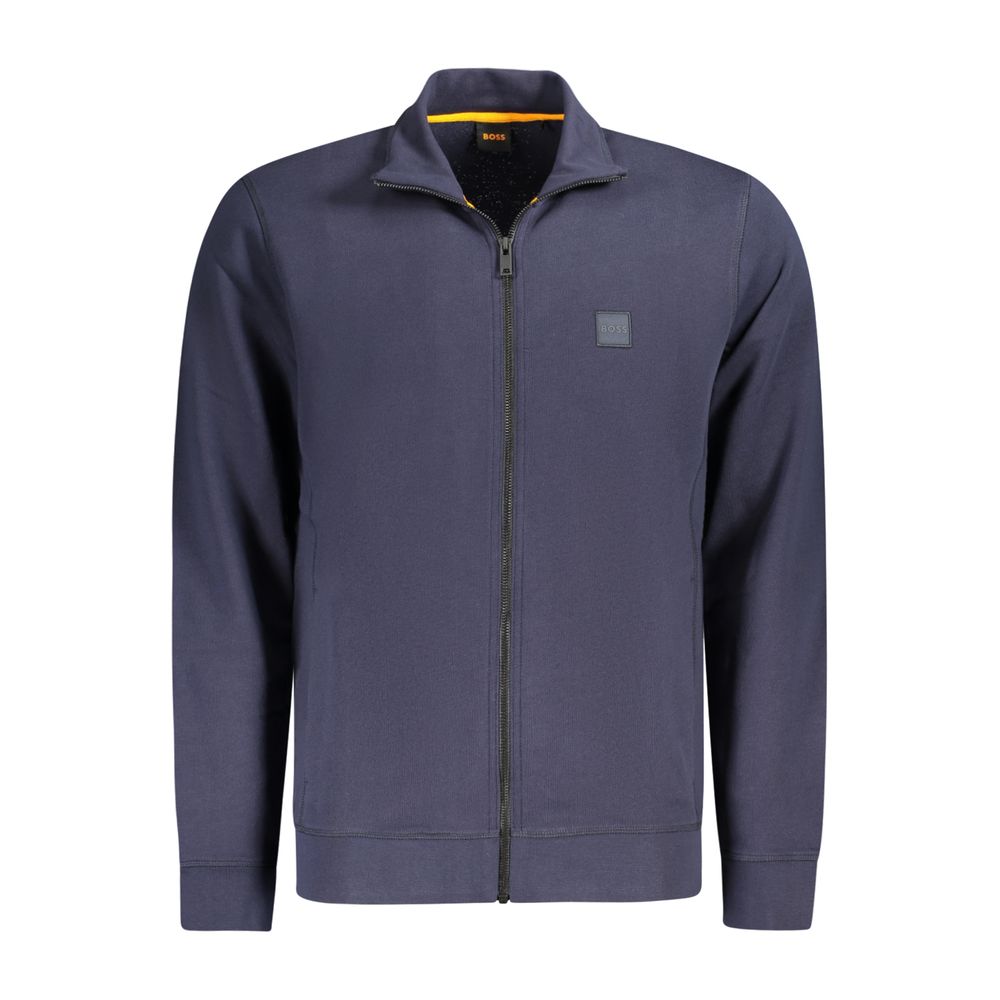 Sweatshirt by Hugo Boss for men in cotton blue features an provocated silhouette, detailed with a provocated long-sleeve and a refined for a sophisticated aesthetic.