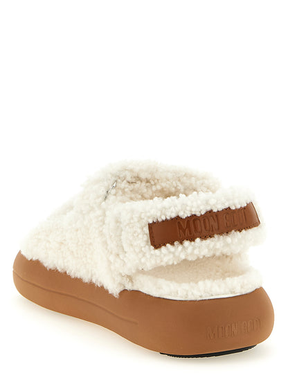 Moon Boot White Lambskin Flat Sandals