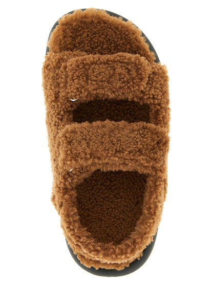 Moon Boot Brown Lambskin Flat Sandals