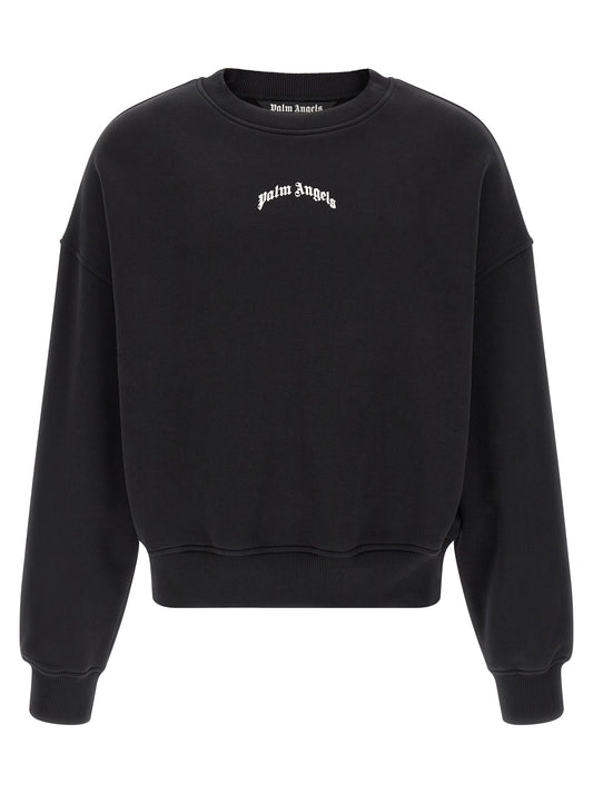 Sweatshirt by Palm Angels for men in cotton bicolour, black & white features an exquisite silhouette, showcasing long-sleeve and crew neckline details for a exquisite look.