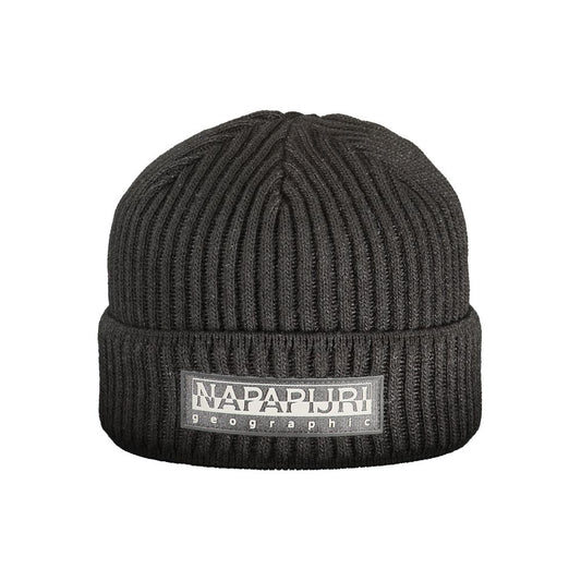 Beanie Hat by Napapijri for men in acrylic black features a athleisure-luxe silhouette, artfully capturing the essence of the athleisure-luxe Acrylic Beanie Hat design for a sophisticated look.