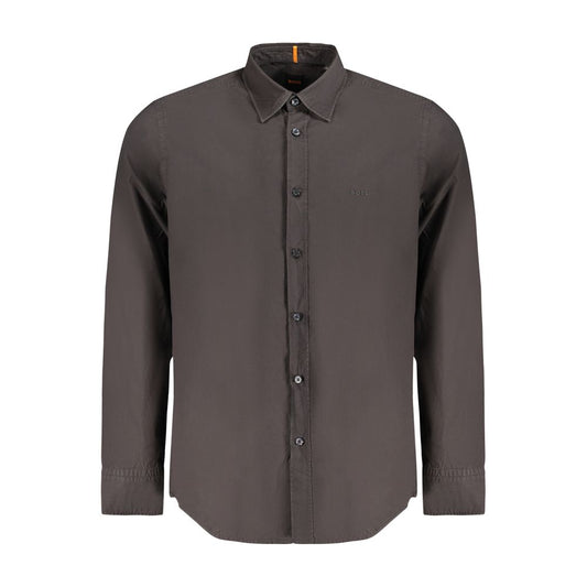 Dress Shirt by Hugo Boss for men in cotton black features an polished silhouette, showcasing a sophisticated and detail for a truly polished finish.