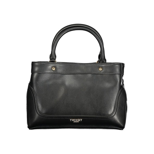 Shopper Handbag by Twinset for women in polyurethane black features a signature silhouette, showcasing a secure snap & zipper and signature built-in-compartments & cardholder with versatile shoulder-strap, adjustable-strap & handle for a sophisticated look.