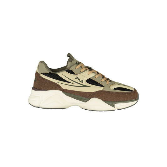 Athletic Sneakers by Fila for men in polyester & polyurethane brown & print features an exquisite silhouette, showcasing the premium athletic style of the Men's Athletic Polyester & Polyurethane Sneakers with an exquisite finish.