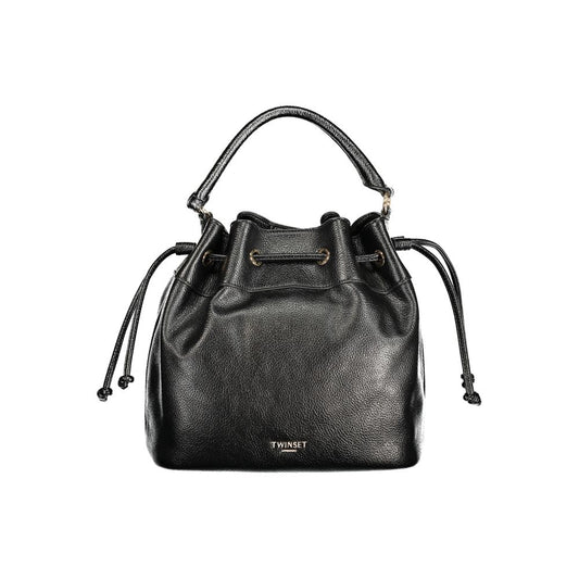 Bucket Handbag by Twinset for women in polyurethane black presents a ornamental silhouette, showcasing a secure snap & drawstring, ample built-in-compartments, and versatile shoulder-strap, adjustable-strap & handle for a ornamental finish.