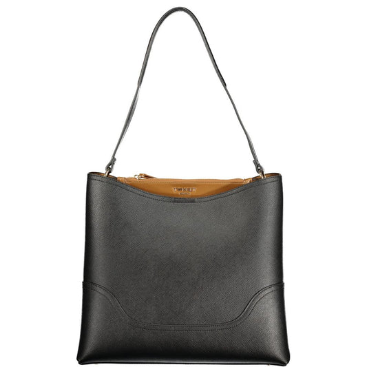 This Bucket Handbag by Twinset for women in polyurethane and black & brown presents a sculptural silhouette featuring a secure snap & zipper, ample built-in-compartments, and versatile for a sculptural finish.