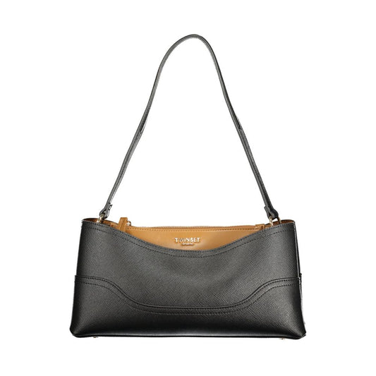 Shoulder Handbag by Twinset for women in polyurethane black & brown features a signature silhouette, showcasing a secure snap & zipper and signature built-in-compartments with versatile shoulder-strap for a sophisticated look.