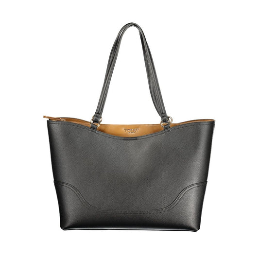 Shopper Handbag by Twinset for women in polyurethane black & brown features an refined silhouette, showcasing a secure snap & zipper, ample built-in-compartments, and versatile handle for a sophisticated refined aesthetic.