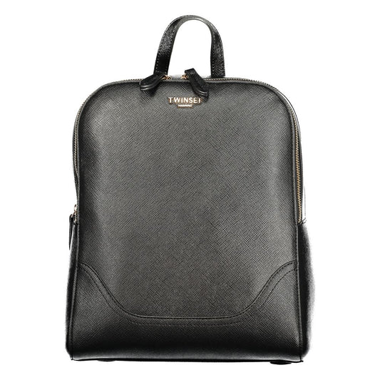 Backpack by Twinset for women in polyurethane black showcases a urban-chic Polyurethane Backpack design, featuring a secure zipper with urban-chic built-in-compartments, internal-pockets & cardholder and versatile backpack-strap, adjustable-strap & handle.