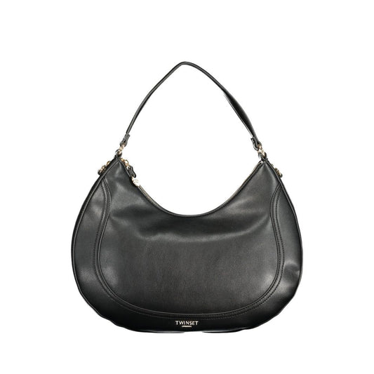 This Hobo Handbag by Twinset for women in polyurethane and black presents a sculptural silhouette featuring a secure zipper, ample document-holder & internal-pockets, and versatile shoulder-strap, adjustable-strap & handle for a sculptural finish.