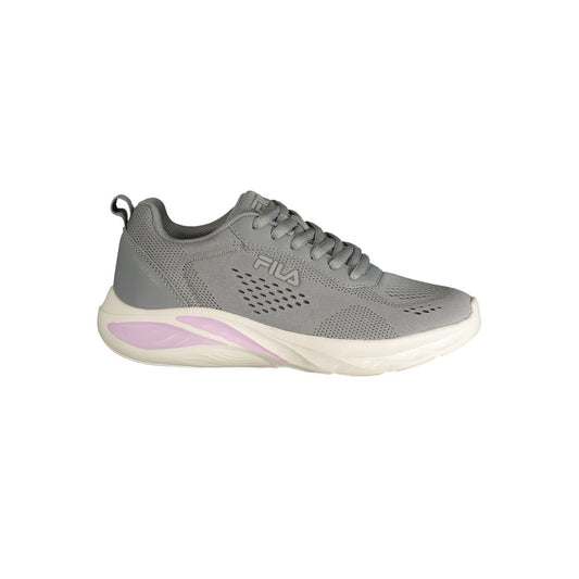 Athletic Sneakers by Fila for women in polyester polyurethane gray features an exquisite silhouette, showcasing the premium athletic style of the Women's Athletic Polyester Polyurethane Sneakers with an exquisite finish.