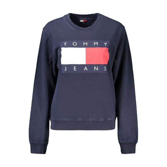 Sweatshirt by Tommy Hilfiger for women in cotton blue & print showcases a slouchy chic silhouette, artfully detailed with a slouchy chic crew neckline and for a slouchy chic finish.