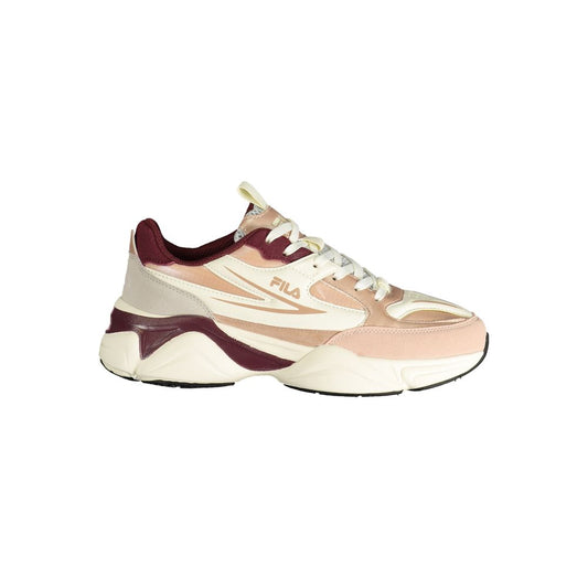 Athletic Sneakers Fila women polyester & polyurethane burgundy, pink & print featuring a avant-garde Women's Athletic Polyester & Polyurethane Sneakers design with a avant-garde athletic style for a refined finish.