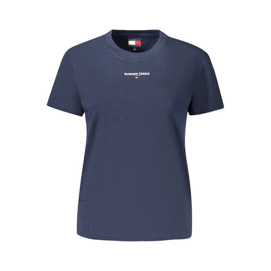 T-Shirt by Tommy Hilfiger for women in viscose cotton blue showcases a dramatic silhouette, elegantly detailed with a dramatic crew neckline and for a truly dramatic finish.