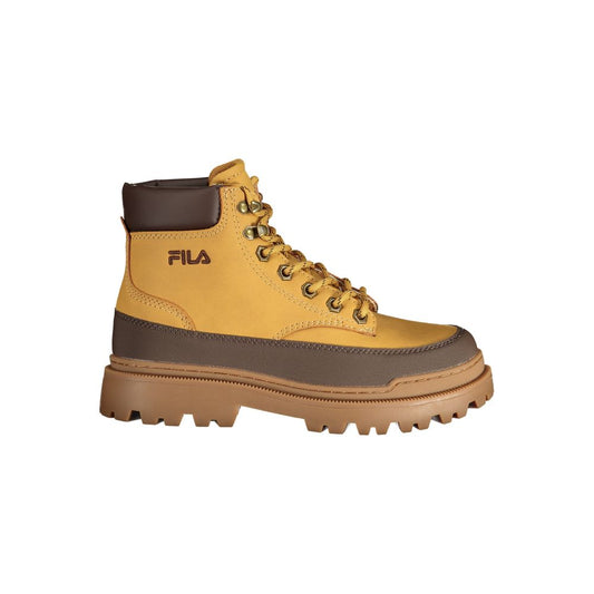 Lace-Up Boots by Fila for women in polyester & polyurethane brown & yellow features an dynamic silhouette, showcasing the dynamic Women's Polyester & Polyurethane Lace-Up Boots design with its distinctive and elegant .