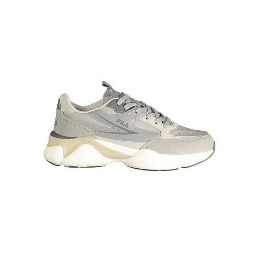 Athletic Sneakers by Fila for women in polyester & polyurethane gray, signature & print features an exquisite silhouette, showcasing the premium athletic style of the Heart Women's Athletic Polyester & Polyurethane Sneakers with an exquisite finish.