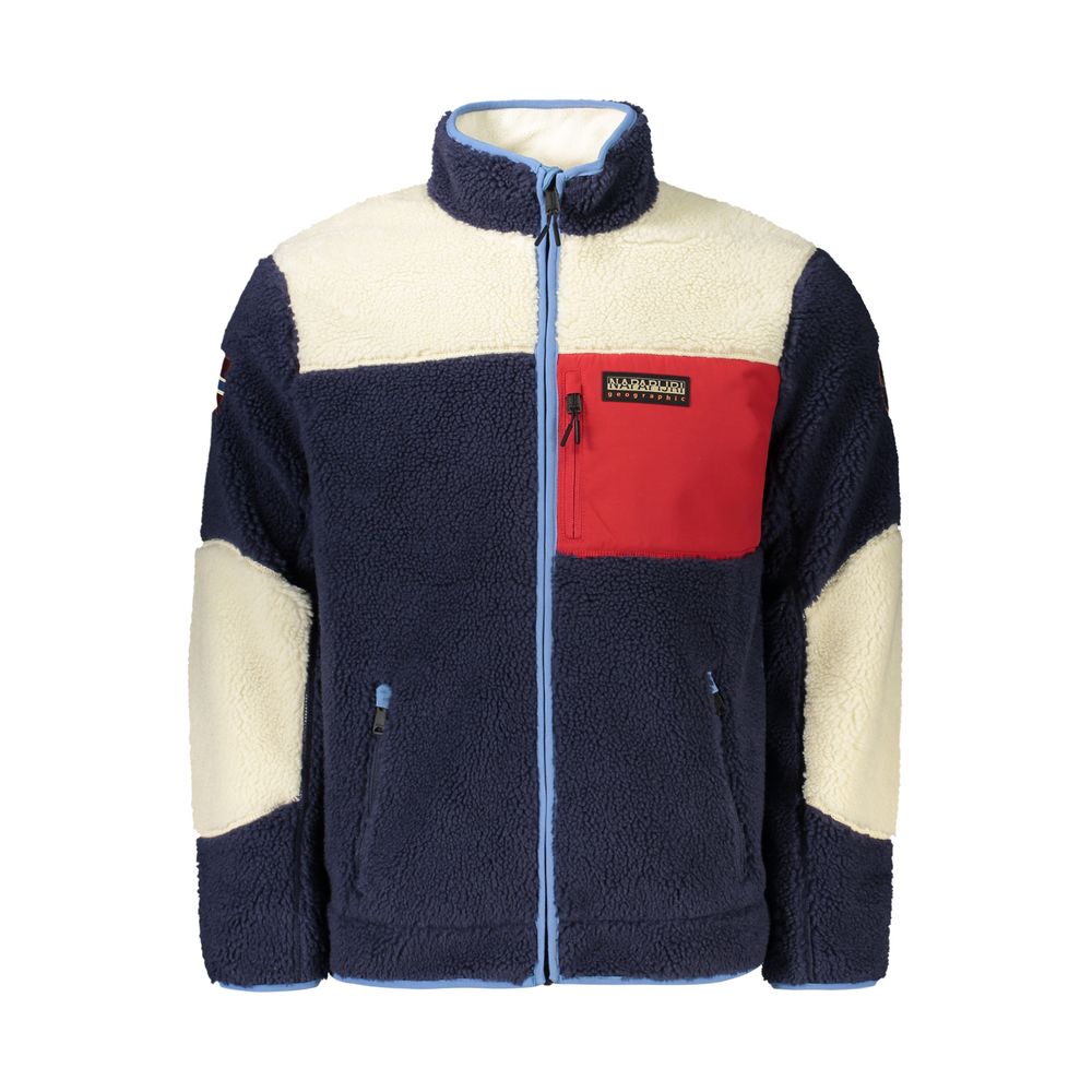 Jacket by Napapijri for men in polyamide blue, red & white showcases a contemporary silhouette, detailed with a contemporary and premium pockets for a sophisticated finish.