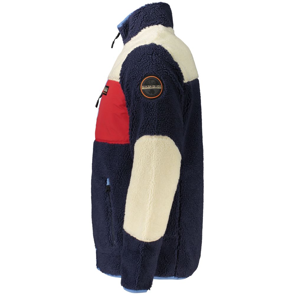 Jacket by Napapijri for men in polyamide blue, red & white features an utilitarian silhouette with a refined , showcasing sophisticated pockets for an utilitarian aesthetic.