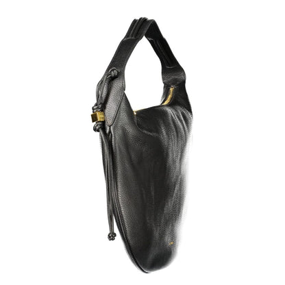 Handbag by Coccinelle for women in leather black features a signature silhouette, showcasing a secure zipper and signature document-holder & internal-pockets with versatile handle for a sophisticated look.