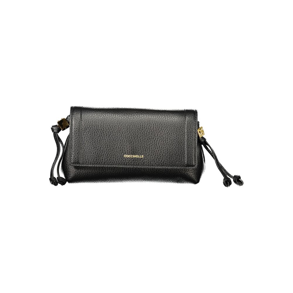 Handbag by Coccinelle for women in leather black features a signature silhouette, showcasing a secure snap and signature document-holder & internal-pockets with versatile shoulder-strap & adjustable-strap for a sophisticated look.