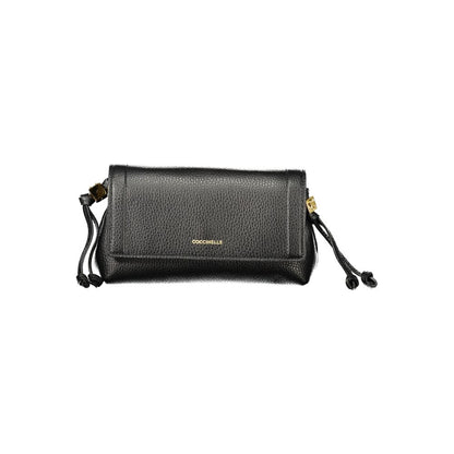 Handbag by Coccinelle for women in leather black features a signature silhouette, showcasing a secure snap and signature document-holder & internal-pockets with versatile shoulder-strap & adjustable-strap for a sophisticated look.