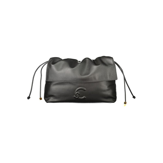 Drawstring Handbag by Coccinelle for women in leather black & print features a signature silhouette, showcasing a secure drawstring and signature document-holder & internal-pockets with versatile shoulder-strap & adjustable-strap for a sophisticated look.
