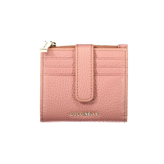 Cardholder Wallet by Coccinelle for women in leather pink showcases a discerning silhouette, artfully capturing the essence of Metallic Soft Leather Cardholder Wallet with its functional card-organization coin-purse.