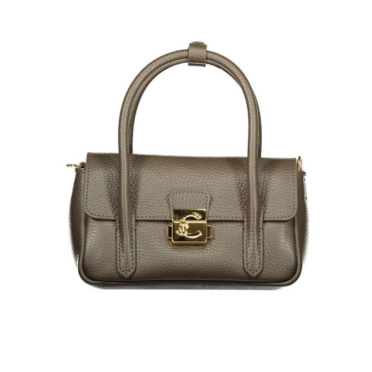 This Mini Handbag by Coccinelle for women in leather & metallized fiber and brown presents a sculptural silhouette featuring a secure snap, ample internal-pockets, and versatile shoulder-strap, adjustable-strap & handle for a sculptural finish.