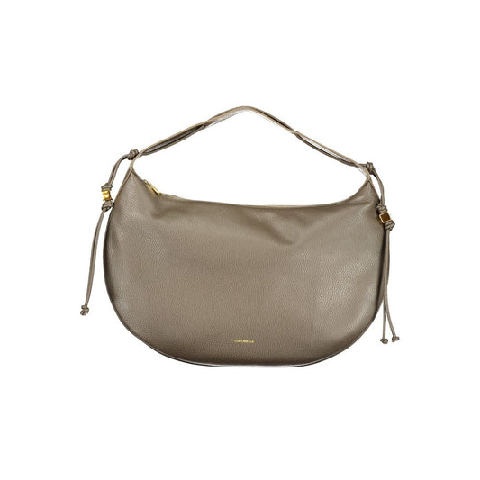 Handbag by Coccinelle for women in leather brown features a signature silhouette, showcasing a secure zipper and signature document-holder & internal-pockets with versatile handle for a sophisticated look.