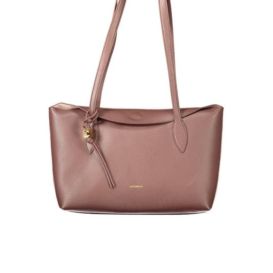 Handbag by Coccinelle for women in leather brown features an refined silhouette, showcasing a secure magnetic, ample internal-pockets, and versatile handle for a sophisticated refined aesthetic.