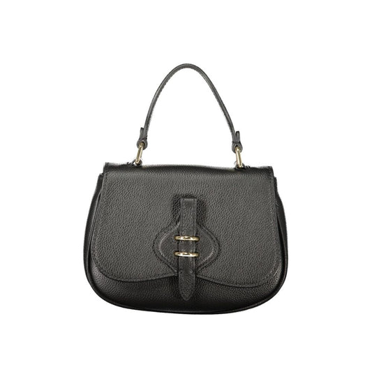 Handbag by Coccinelle for women in leather black features a signature silhouette, showcasing a secure snap and signature with versatile shoulder-strap, adjustable-strap & handle for a sophisticated look.
