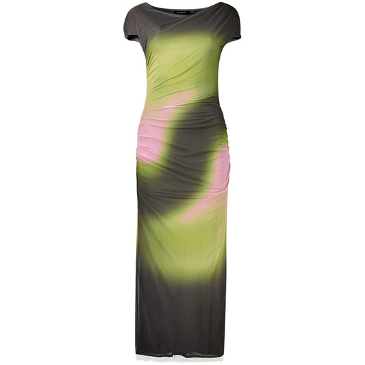 Dress by Desigual for women in polyester green & patterned features an magnificent silhouette, artfully detailed with a magnificent crew neckline and sleeveless that flows into an magnificent long.